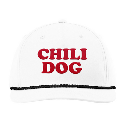 "Chili Dog" Athletic Rope Cap, White w/ Red logo