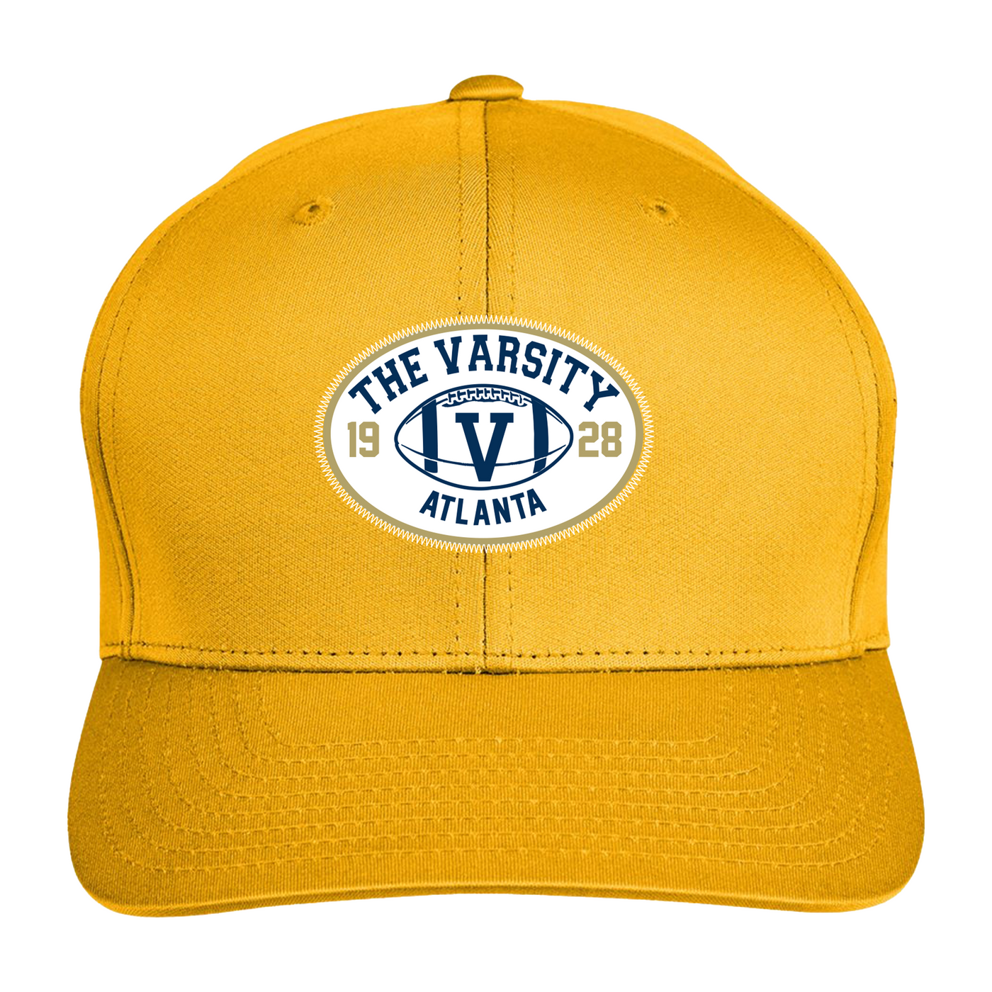 Yellow Athletic Cap w/ White Varsity Patch