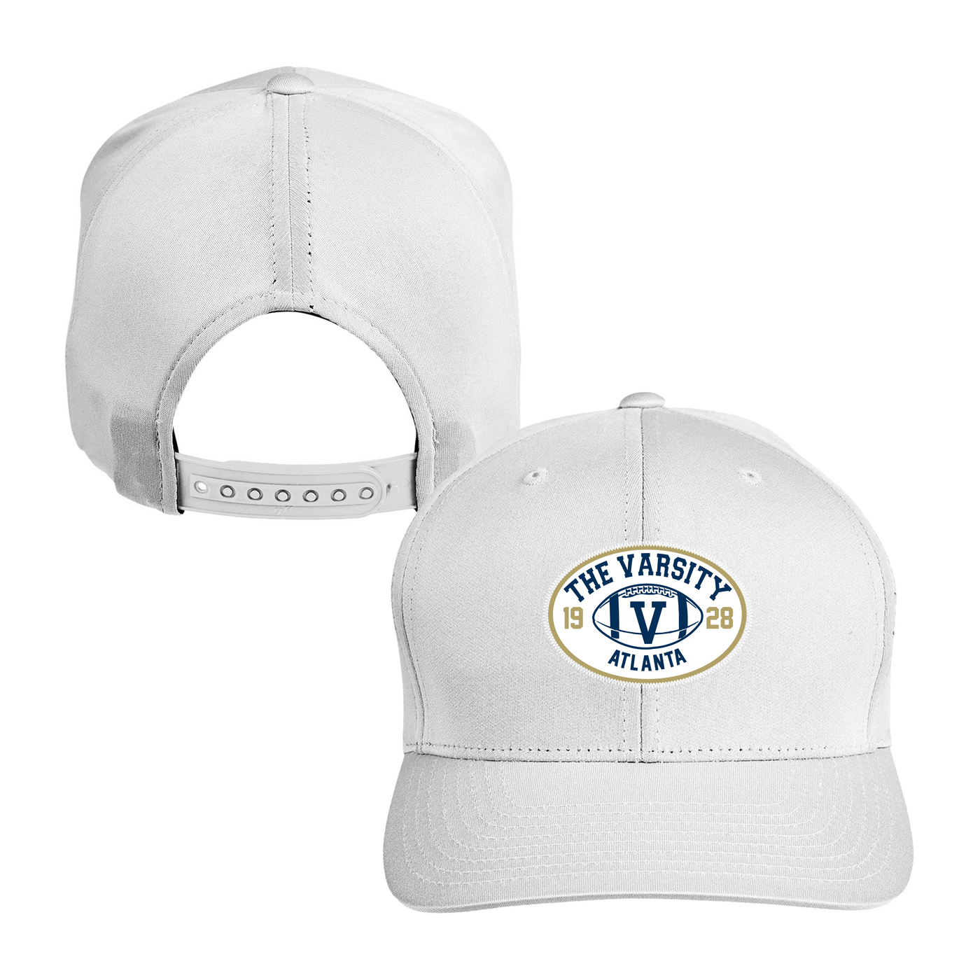 White Athletic Cap w/ White Varsity Patch