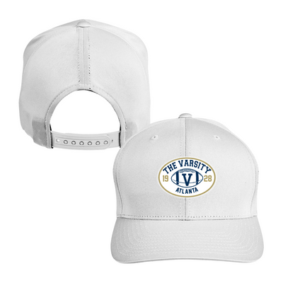 White Athletic Cap w/ White Varsity Patch