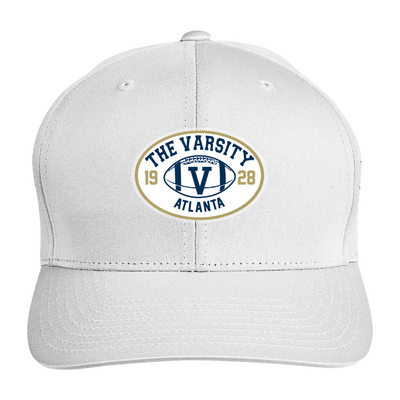 White Athletic Cap w/ White Varsity Patch